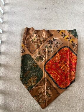 Women's Floral Patchwork Satin Camisole - Tan & Red